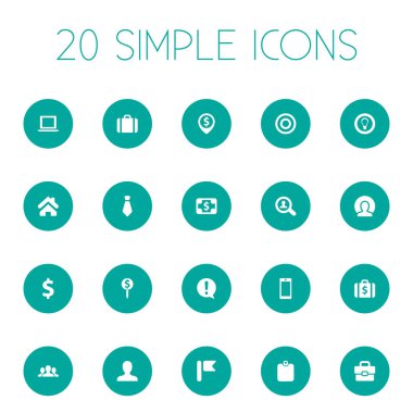 Vektör çizim basit bir iş simgeler kümesi. Öğeleri kravat, ödeme, cep telefonu ve diğer eş anlamlı emlak üzerine gelin ve dikkatli.