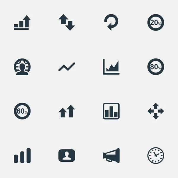 Векторный набор простых иконок. Элементы мегафон, диаграмма, процент и другие синонимы восемьдесят, спикер и линия . — стоковый вектор