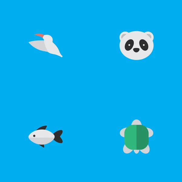 Vektor Illustration uppsättning enkel Wild-ikoner. Element Bear, kran, abborre och andra synonymer abborre, skaldjur och fågel. — Stock vektor