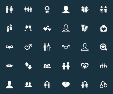 Vektör çizim basit sevgili simgeler kümesi. Öğeleri Eşcinsel, kalp, soy ve diğer eş anlamlı sözcükleri, yapılmış ve el.