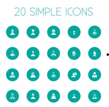 Vektör çizim basit üye simgeler kümesi. Öğeleri işçi, yangın, Model ve diğer eş anlamlı iş Gastronomi ve kış.