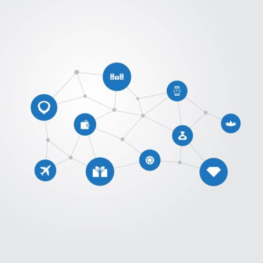 Vektör çizim basit lüks simgeler kümesi. Öğeleri uçak, Hediyelik, parfüm şişesi ve diğer eş anlamlı seyahat hediye ve değerli taş.