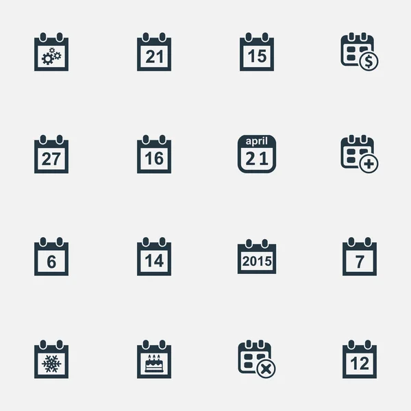 Illustrazione vettoriale Set di icone del tempo semplice. Elementi Fiocco di neve, Dollaro, Annuale e altre sinonimi Inverno, Settimo e Quindici . — Vettoriale Stock