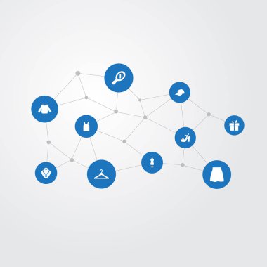 Vektör çizim basit dolap simgeler kümesi. Öğeleri etek, spor şapkalar, Ayakkabı ve diğer eş anlamlı konfeksiyon Askı ve ayakkabı.