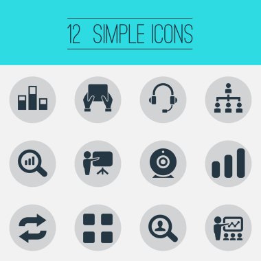 Vektör çizim basit eğitim simgeler kümesi. Öğeleri tekrar, Tablet, arama ve diğer eş eğitim, yeniden yükle ve iletişim.