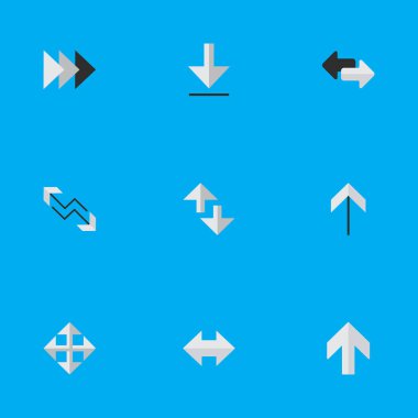 Vektör çizim basit işaretçisini simgeler kümesi. Öğeleri alma, yükleme, imleç ve diğer eş uyar, Boom ve Download.