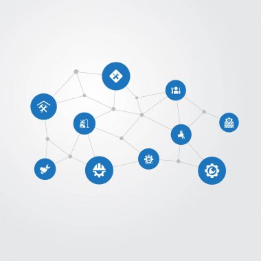 Vektör çizim basit tamir simgeler kümesi. Öğeleri makinist, yenileme, Builder takım ve diğer eş anlamlı tornavida tugay ve temizleyici.