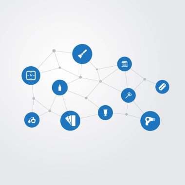 Vektör çizim basit Kuaför simgeler kümesi. Öğeleri şişe, boya Kılavuzu, allık ve diğer eş anlamlı palet bıçak ve şişe.