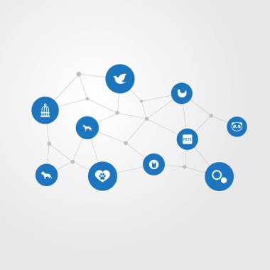 Vektör çizim basit Fauna simgeler kümesi. Öğeleri daire, ayı, kuş hapis ve diğer eş anlamlı kuş kafesi, tavuk ve daire.