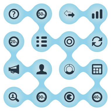 Vektör çizim basit şema simgeler kümesi. Öğeleri Büyüteç, artış, elli ve diğer eş kırk, artırmak ve profil.