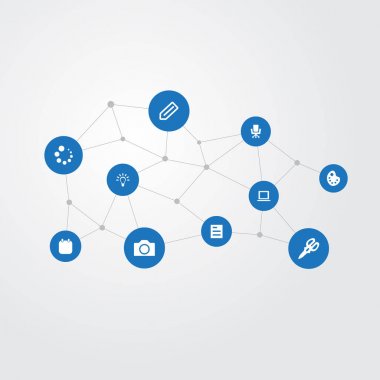 Vektör çizim basit Designicons simgeler kümesi. Öğeleri, yükleme etiketi, tarihi ve diğer eş Tarih, terzilik ve sanatçı.