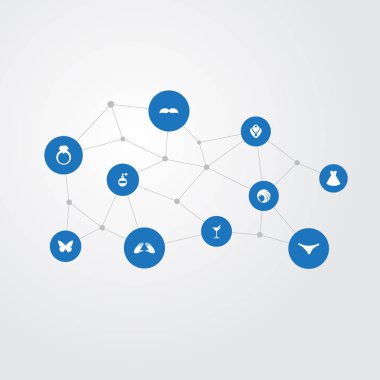 Vektör çizim basit moda simgeler kümesi. Öğeleri güzel yüz, altın kolye, el bakım yordam eşanlamlıları el, külot ve moda.