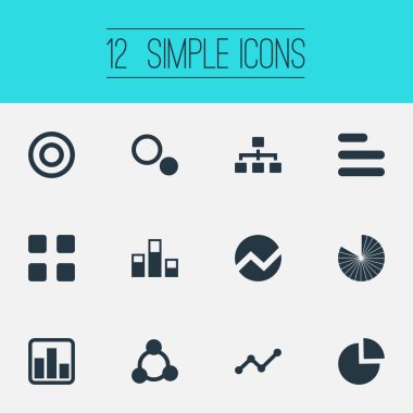 Vektör çizim basit simgeler kümesi. Öğeleri bileşen, veri, döngüsü ve diğer eş anlamlı veri menüsü ve yapısı.