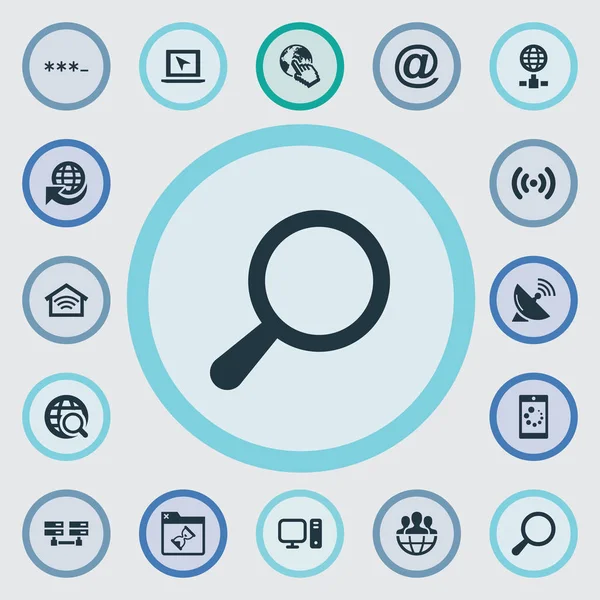 Vektör çizim basit Internet simge kümesi. Öğeleri Büyüteç, yükleme, veri merkezi ve diğer eş anlamlılar'ı tıklatın, veritabanı ve sembolü.