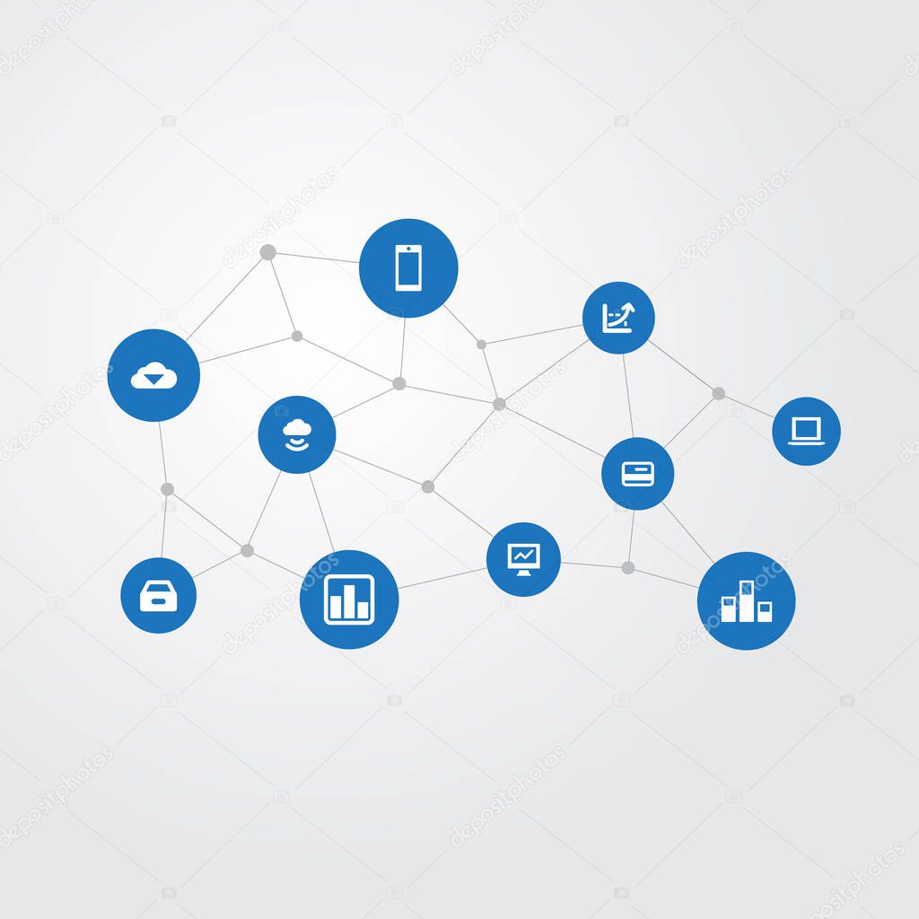Vector Illustration Set Of Simple Analysis Icons. Elements Storage, Data, Notebook And Other Synonyms Cellphone, Credit And Financial.