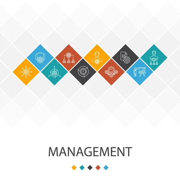 Concepto de infografías de plantilla de interfaz de usuario de moda de gestión. administrador, control, organización, iconos de presentación — Archivo Imágenes Vectoriales
