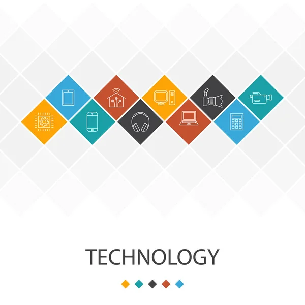 Technologie trendy Ui šablona infographics koncept. smart home, foto kamera, tablet, smartphone ikony — Stockový vektor