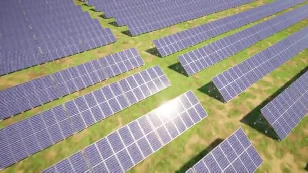 Colorful Aerial View Panoramic Landscape Solar Power Plants Uhd Computer — Stock Video