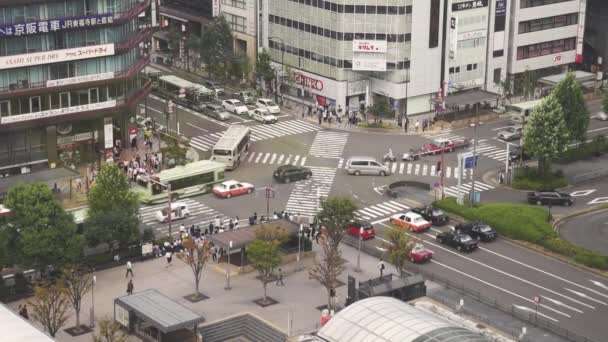 Kyoto Japan Września 2015 Miejski Ruch Pieszy Osób Przejeżdżających Przez — Wideo stockowe