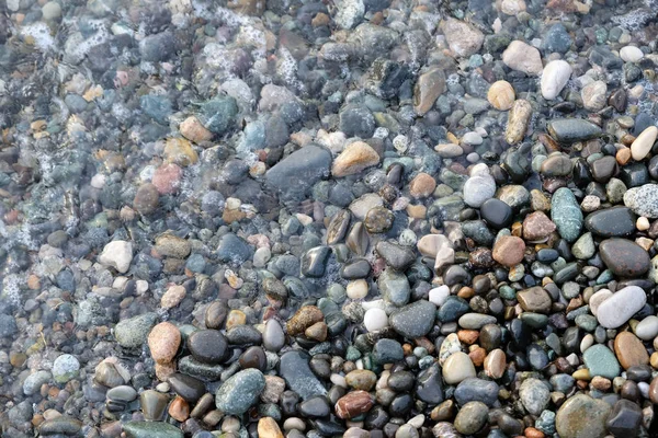 Imagem Abstrata Das Ondas Água Sobre Seixos Pedra Mar Mediterrâneo — Fotografia de Stock