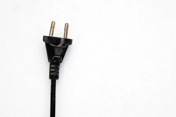 Elektrische Stekker Dicht Zwarte Elektrische Stekker Met Draden Een Witte — Stockfoto