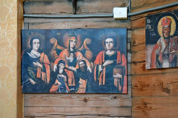 Ukrajina Zaporizhia Října 2018 Malované Ikony Stěnách Alegorický Obraz Převorství — Stock fotografie