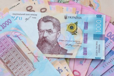 Ukrayna 'nın para birimi. Ukrayna banknotları. 1000 hryvnianın banknotu. 