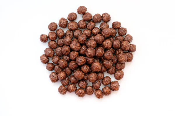 Dry Breakfast Chocolate Balls Corn Balls Chocolate Top View — Stock Photo, Image