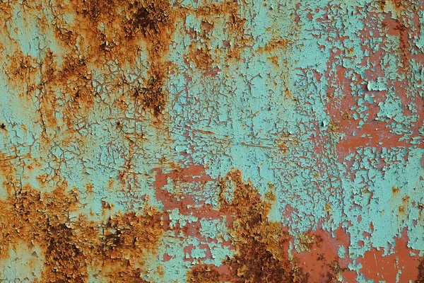 Rostige Oberfläche Aus Metall Mit Schäbiger Hintergrundfarbe Textur Blau Rissige — Stockfoto