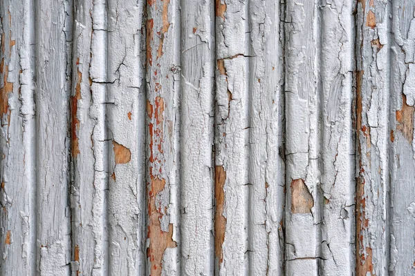 Old Wooden Boards Painted Gray Paint Narrow Wooden Slats Peeling — Stock Photo, Image