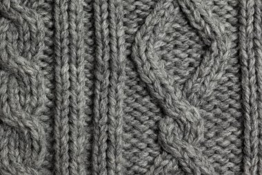 Örgü yün doku arka plan gri