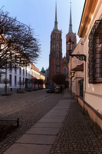 Wroclaw Poland January 2020 Front Side View Cathedral John Baptist — Stock Photo, Image