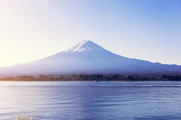 Mount Fuji San Jeziora Kawaguchi Japonii Wschód Słońca — Zdjęcie stockowe