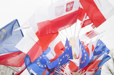 Polonya ve Avrupa Birliği bayrakları
