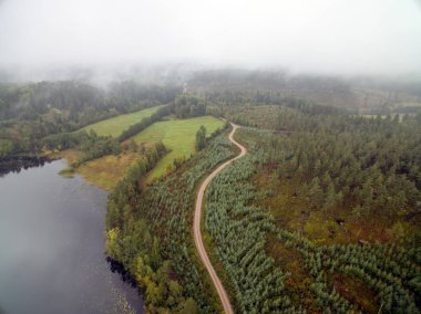 Bir göl ile ormanlık manzara