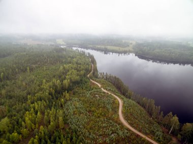 Bir göl ile ormanlık manzara