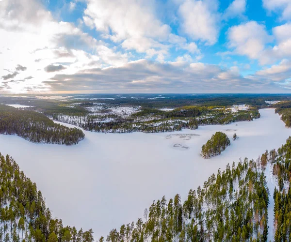 Les Zmrzlá Krajina Zimě Sníh Pokryl — Stock fotografie