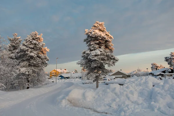 Kiruna Suède Février 2018 Banlieue Dans Ville Kiruna Extrême Nord — Photo