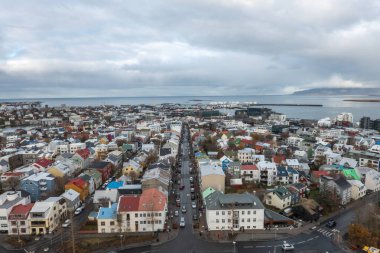 Reykjavik, İzlanda-19 Ekim: Reykjavik üzerinde Panorama manzarası