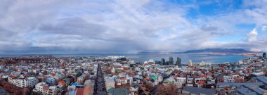 Reykjavik, İzlanda-19 Ekim: Reykjavik üzerinde Panorama manzarası