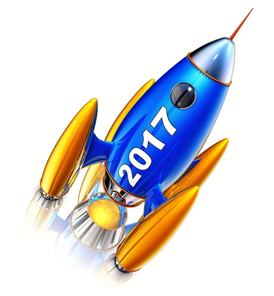 Blue rocket 2017 — Stock Photo, Image