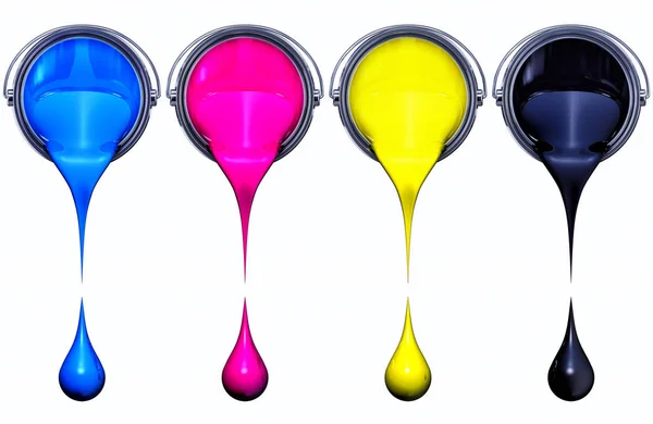 Cmyk color cans — Stock Photo, Image