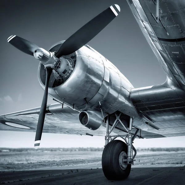 Avion Historique Sur Une Piste Attente Décollage — Photo