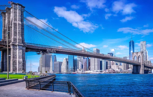 Manhattan Mit Der Brooklyn Bridge — Stockfoto