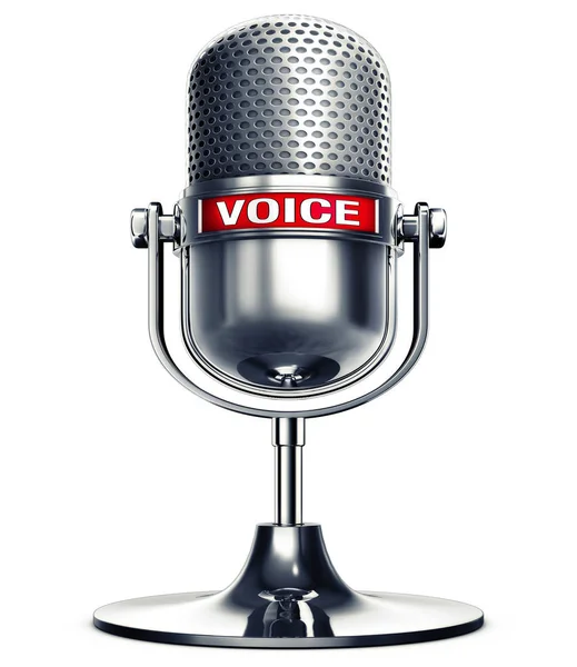 Renderização Microfone Com Palavra Voz — Fotografia de Stock
