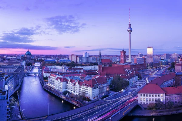 the berlin city center while sunset