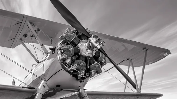 Propeller Ett Historiskt Biplan — Stockfoto