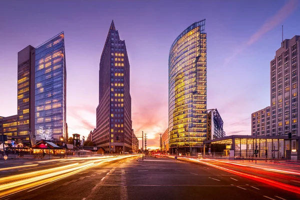 Beroemde Potsdamer Platz Bij Zonsondergang Berlijn — Stockfoto