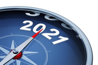 Bir pusulanın 2021 yılına ait 3d çizimi