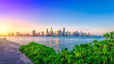 Gün batımında Miami 'de panoramik manzara